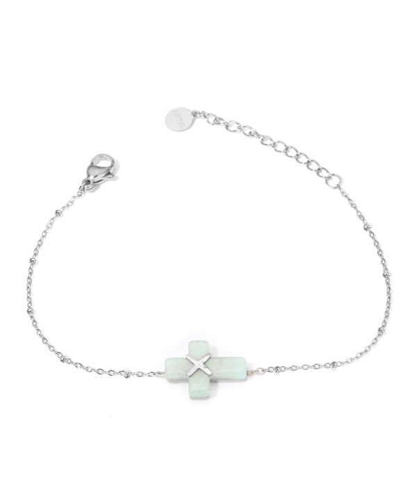 Pulseras plateadas con cruz multicolores