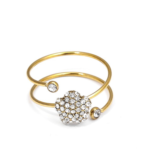 Anillo doble vuelta con flor de circonitas