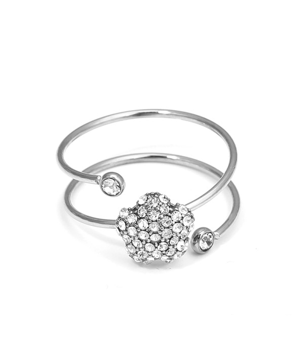 Anillo doble vuelta con flor de circonitas