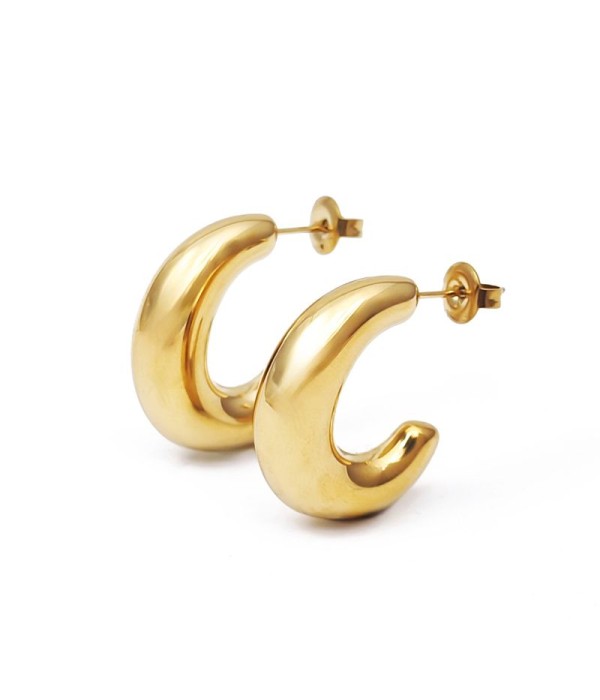 Pendientes dorados de aro grueso con diseño...