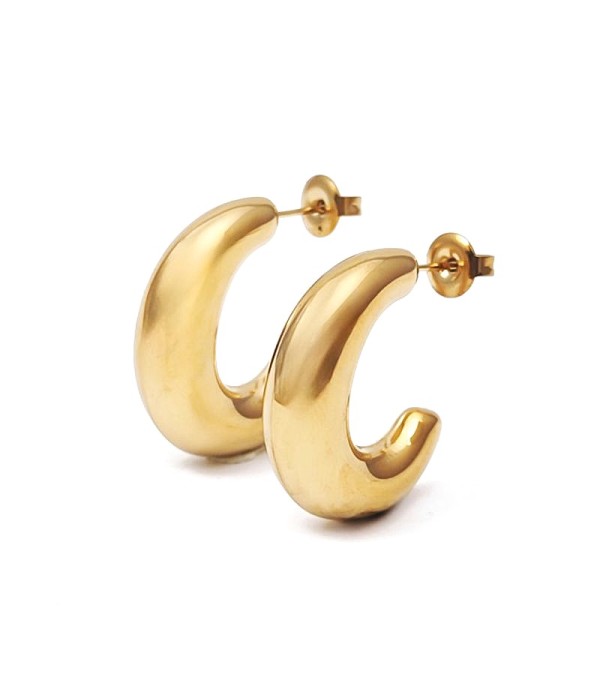 Pendientes dorados de aro ancho con acabado brillante