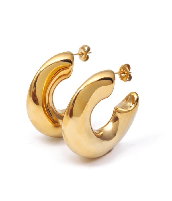 Pendientes de aro dorados elegantes de estilo...