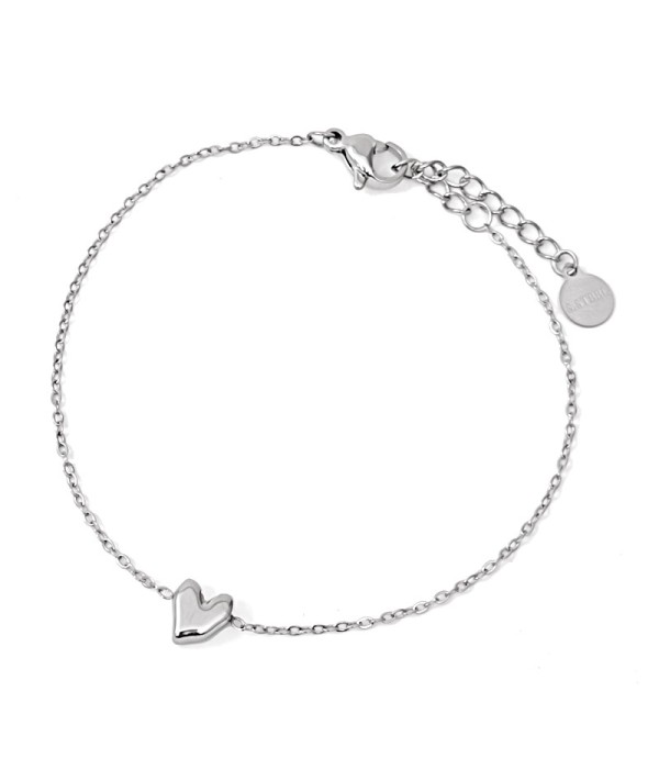 Pulsera plateada con corazón