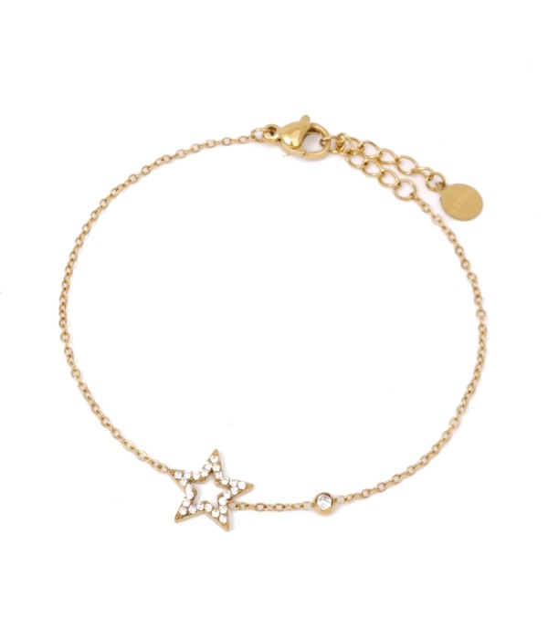 Pulsera dorada con estrella de circonitas
