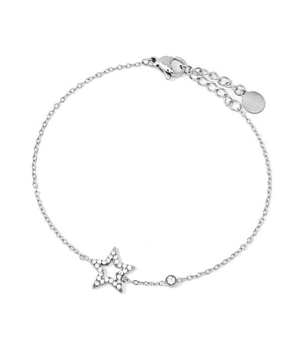Pulsera plateada con estrella de circonitas