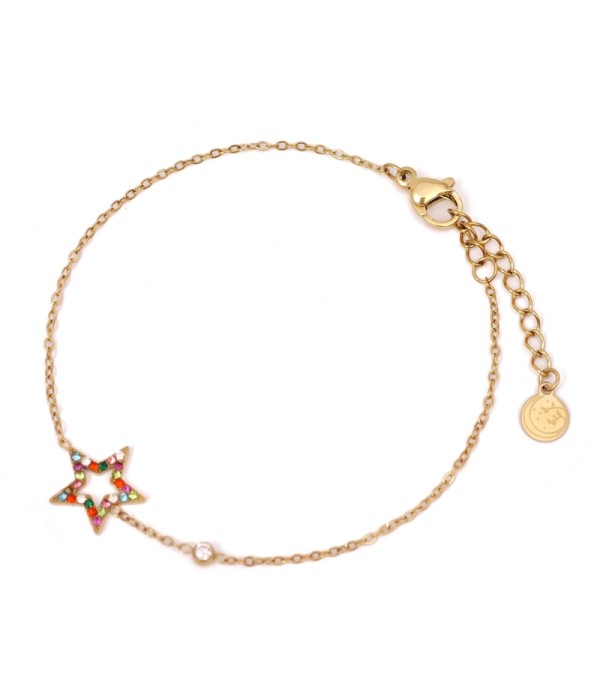 Pulsera dorada con estrella de circonitas de...