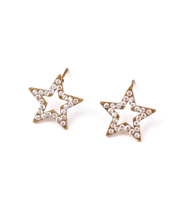 Pendientes dorados de estrella con circonitas