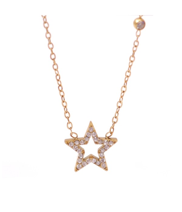 Collar dorado de estrella con circonitas