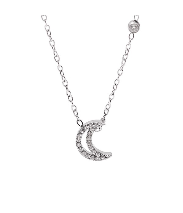 Collar plateado de luna con circonitas