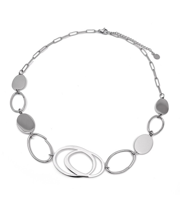 Collar plateado con óvalos entrelazados y diseño geométrico