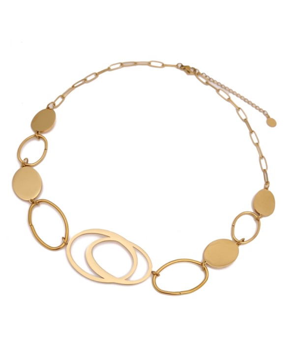 Collar dorado con óvalos entrelazados y diseño...