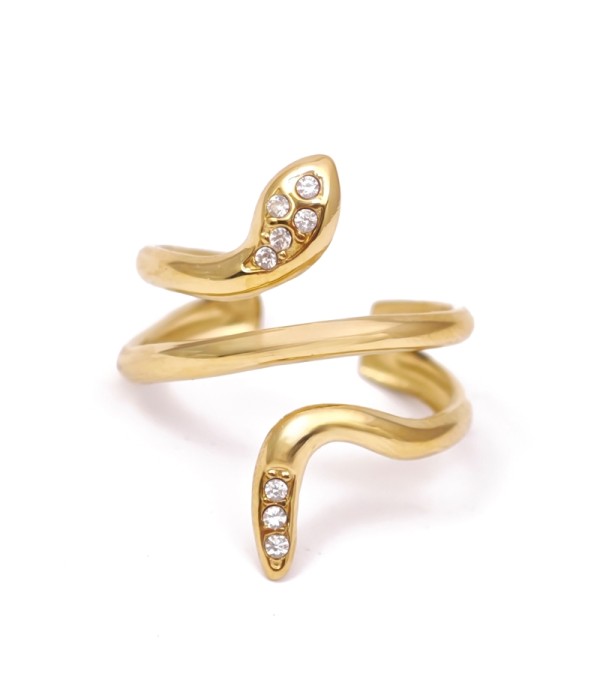 Anillo en forma de serpiente con circonitas