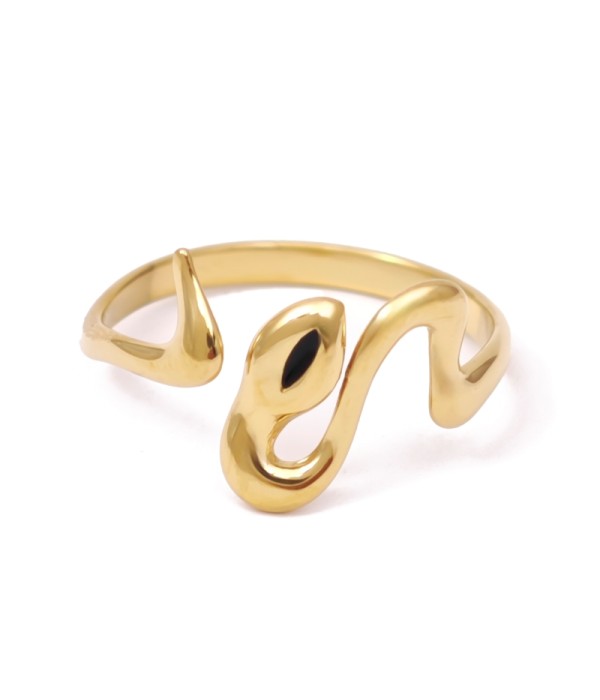 Anillo en forma de serpiente con detalle negro