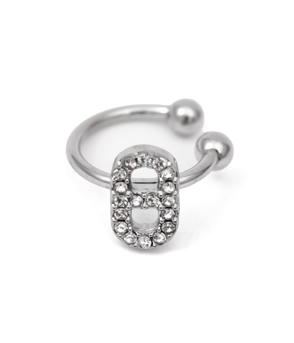 Clip de oreja plateado de con diseño de nariz...