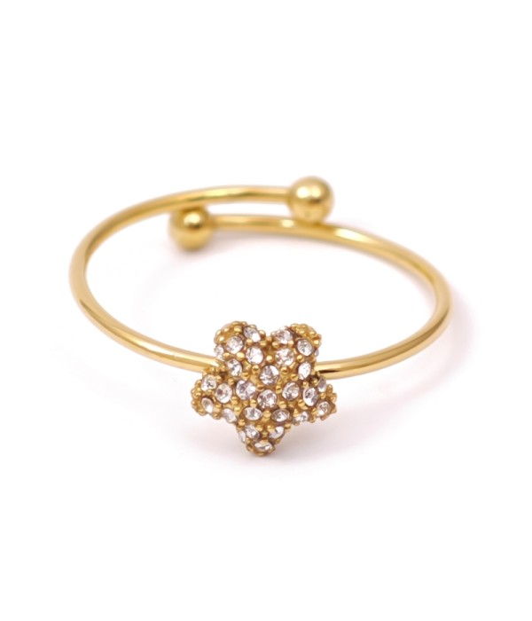Anillo de flor con circonitas