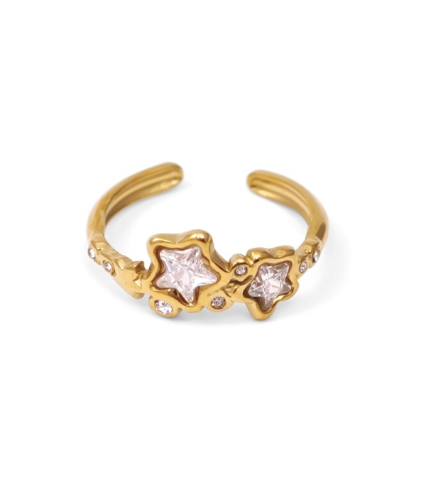 Anillo con estrellas de circonita