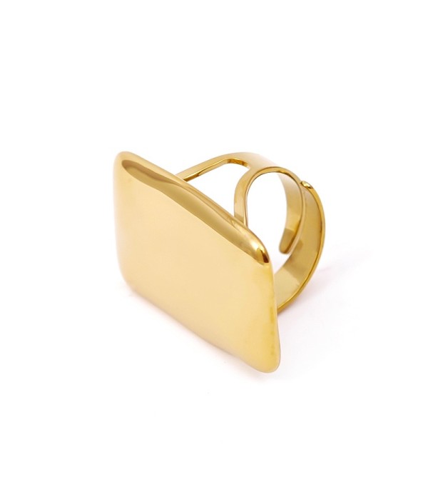 Anillo rectangular geométrico de plata minimalista