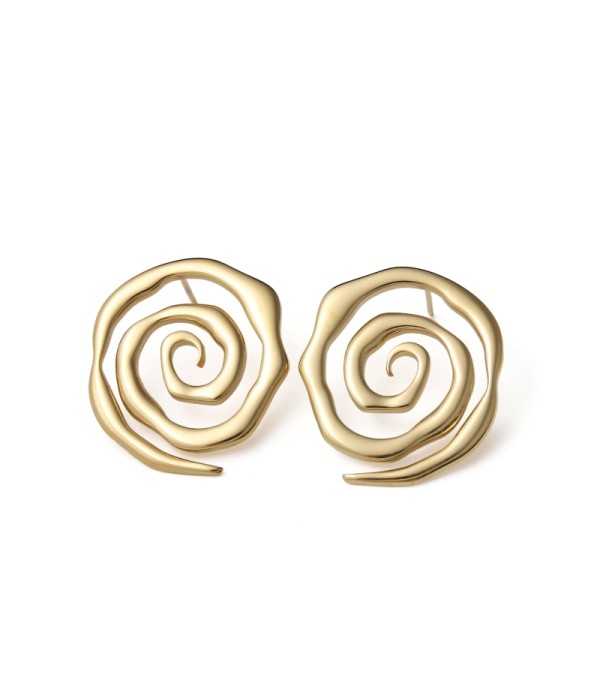 Pendientes dorados en espiral irregular