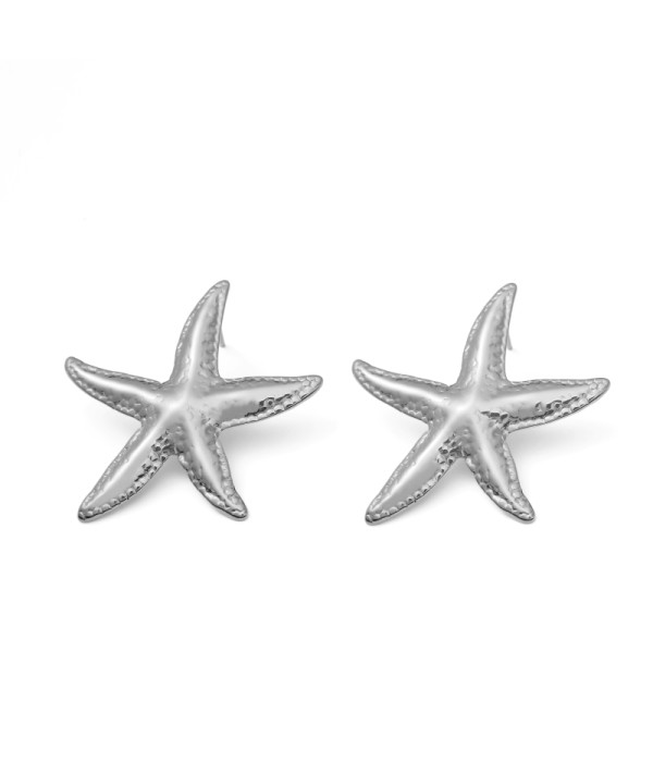 Pendientes plateados con forma de estrella de mar