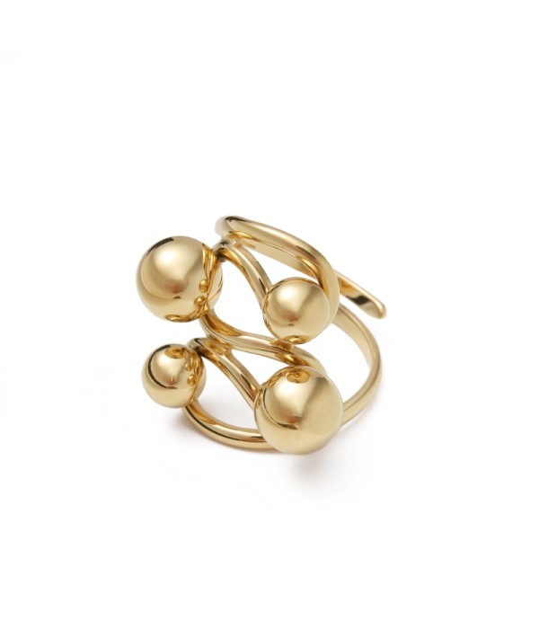 Anillo con diseño de esferas geométricas