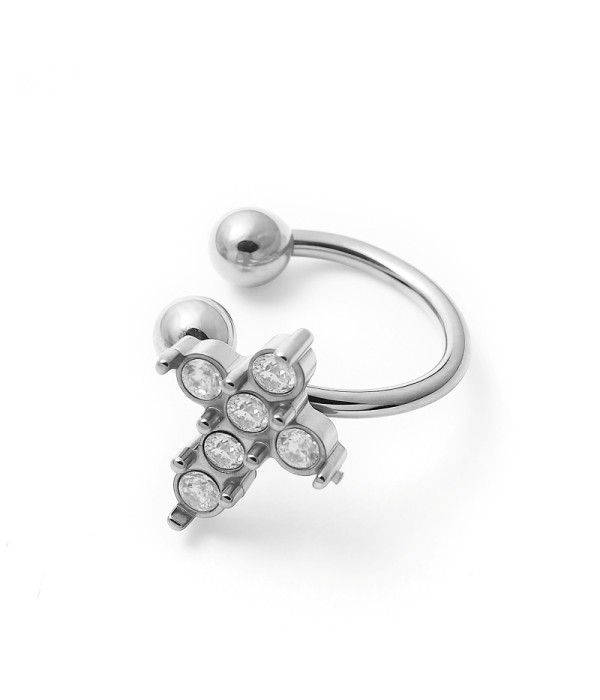 Clip de oreja con cruz y circonitas 2