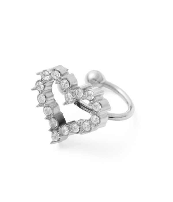 Clip de oreja con corazón y circonitas 2