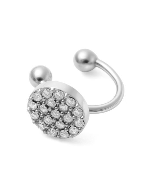 Clip de oreja con círculo pavé de circonitas