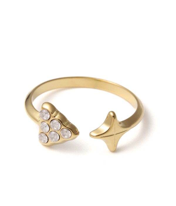Anillo con corazón y estrella de circonitas