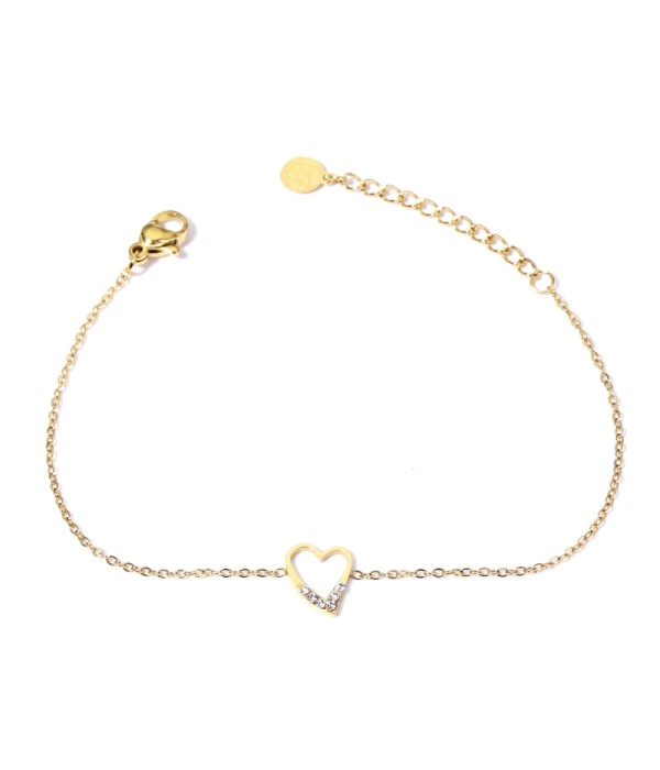 Pulsera dorada con corzón y detalles en circonitas