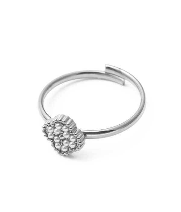 Anillo fino con flor de perlas