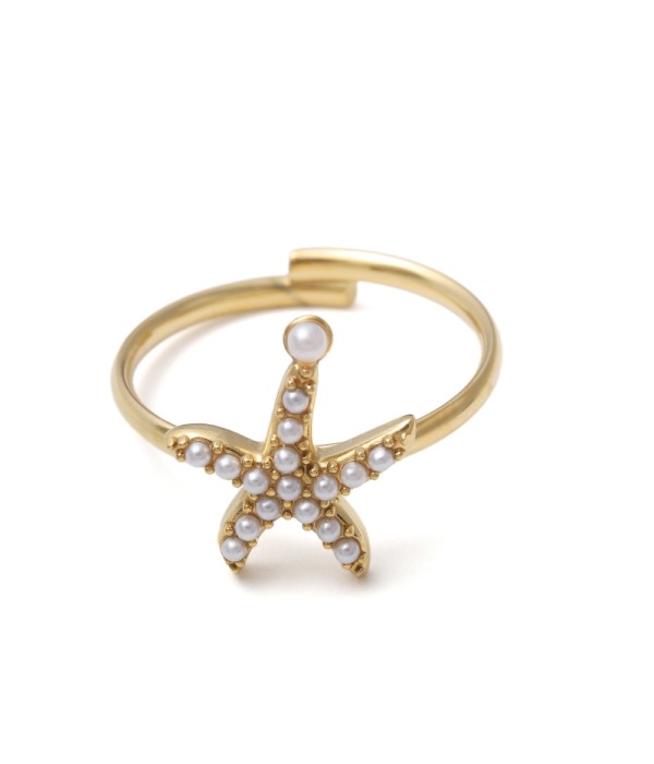 Anillo con estrella de mar de perlas