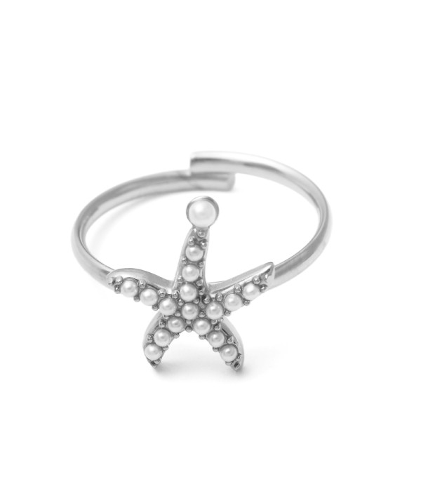 Anillo con estrella de mar de perlas 2