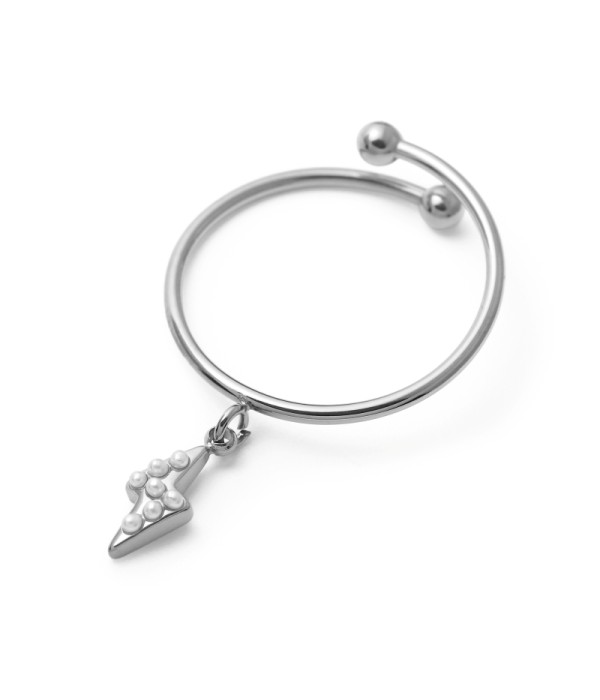 Anillo con colgante de rayo de perlas 2