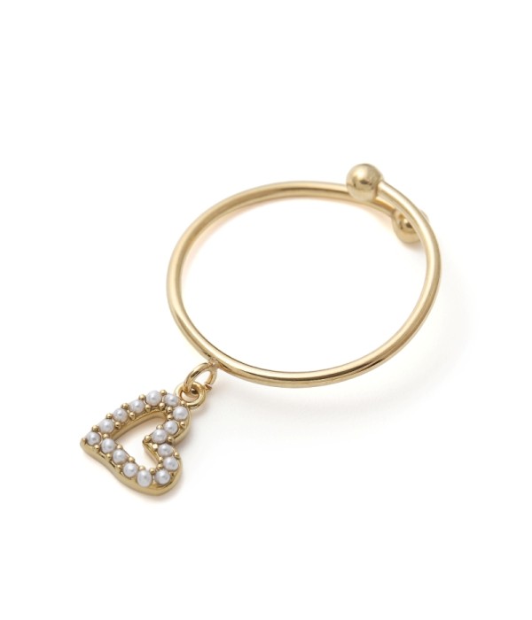 Anillo con colgante de corazón de perlas