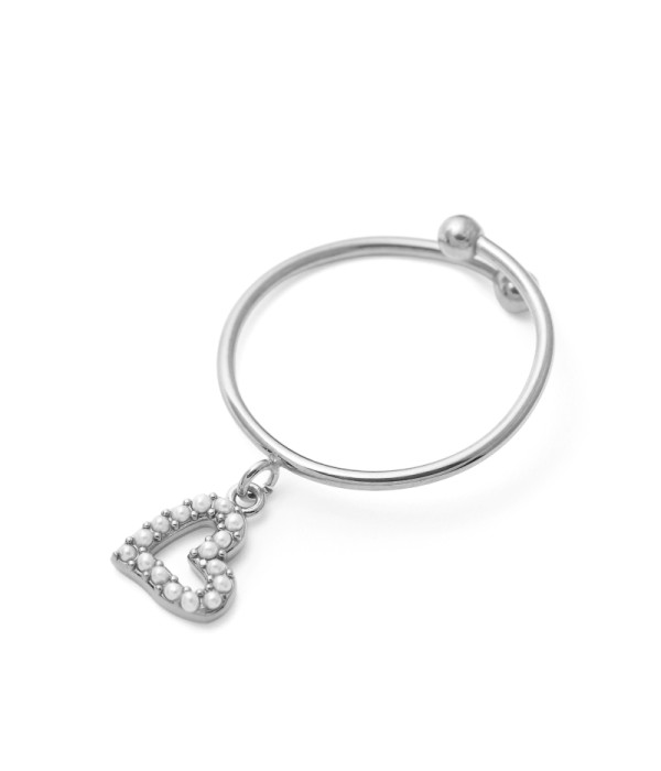 Anillo con colgante de corazón de perlas 2