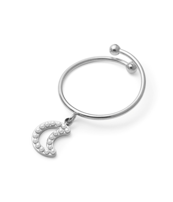 Anillo con colgante de luna de perlas 2