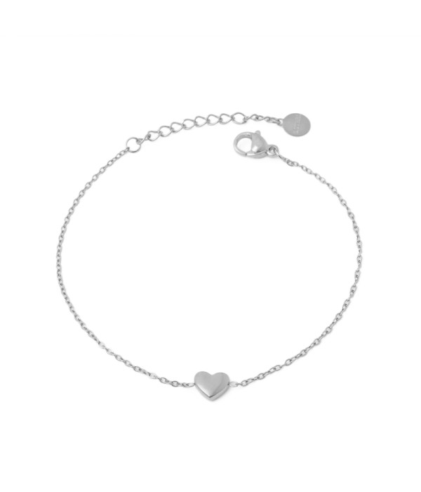 Pulsera plateada con colgante de corazón