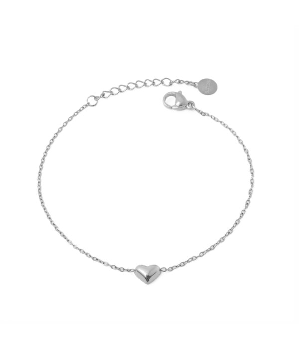 Pulsera plateada con corazón central