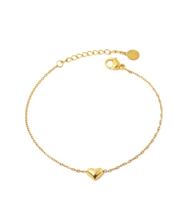 Pulsera dorada con corazón central