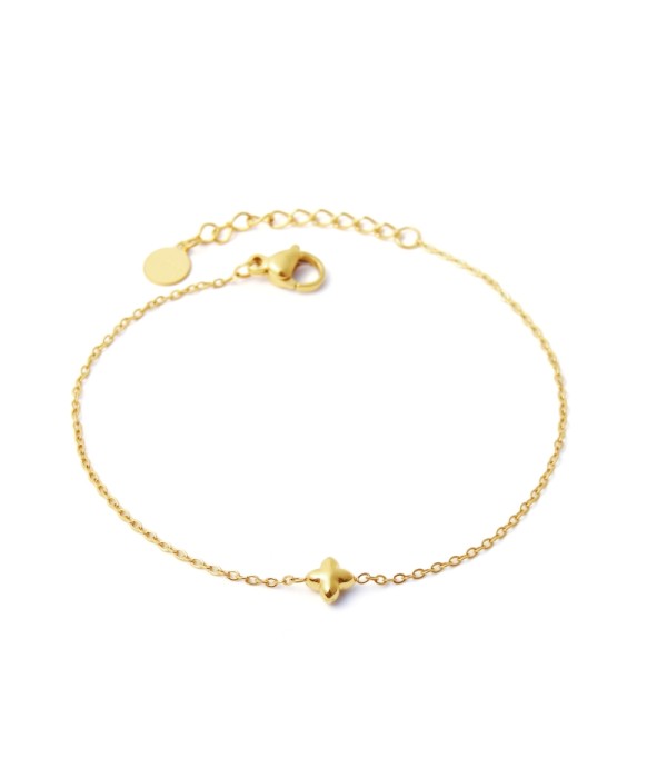 Pulsera dorada con colgante de cruz