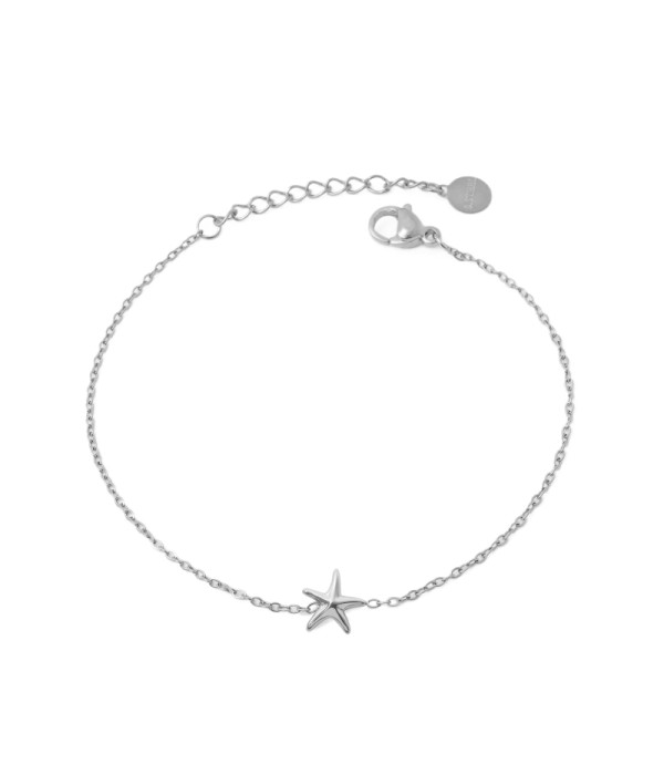 Pulsera plateada con colgante de estrella de mar