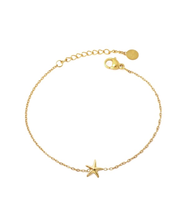 Pulsera dorada con colgante de estrella de mar