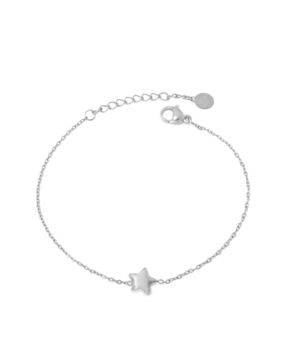 Pulsera plateada con colgante de estrella
