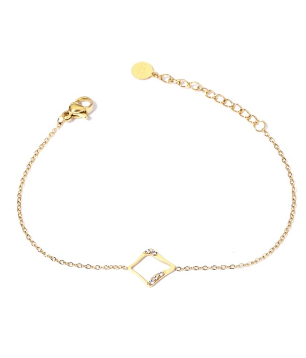Pulsera dorada con rombo y detalles en circonitas