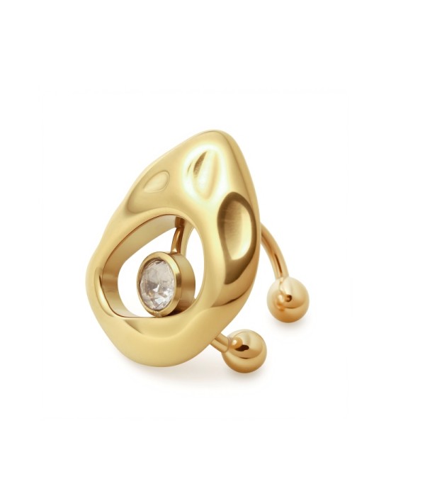 Clip de oreja con diseño orgánico y circonita
