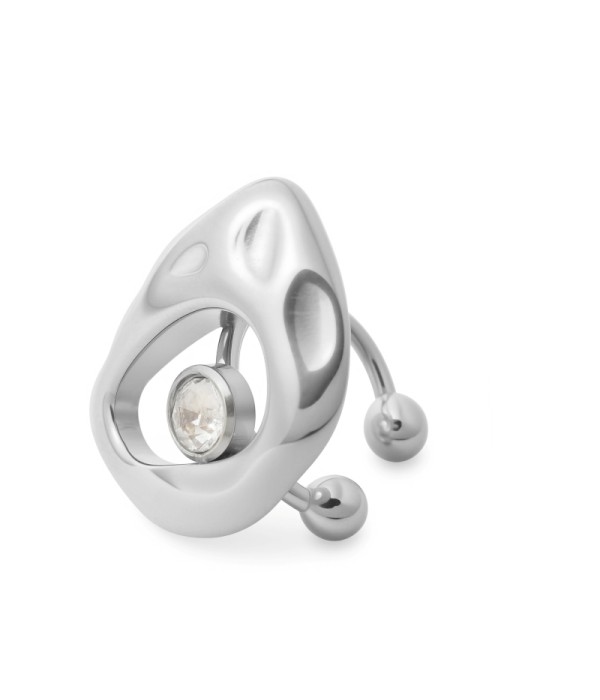 Clip de oreja con diseño orgánico y circonita 2