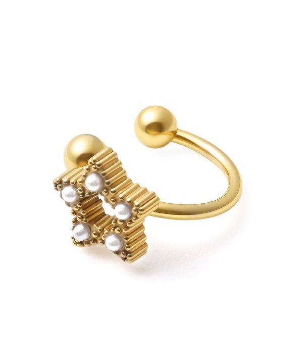 Clip de oreja con estrella de perlas