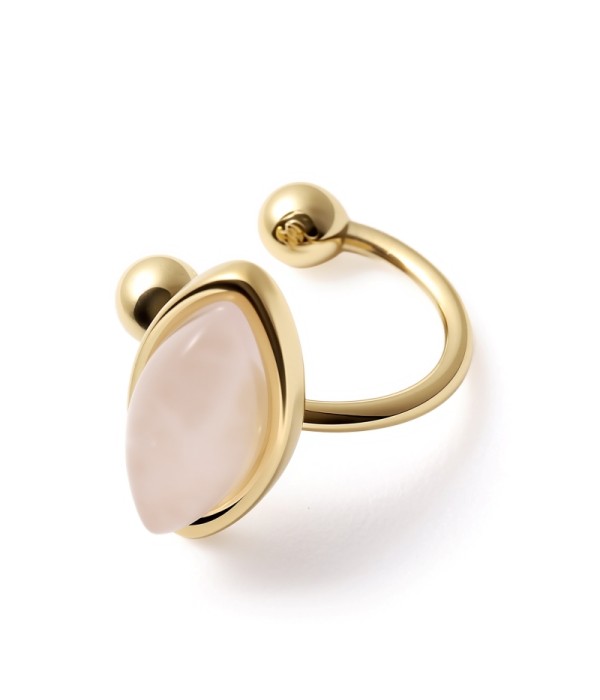 Clip de oreja con piedra rosa