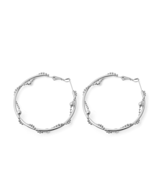 Pendientes de aro plateados con detalle de esferas