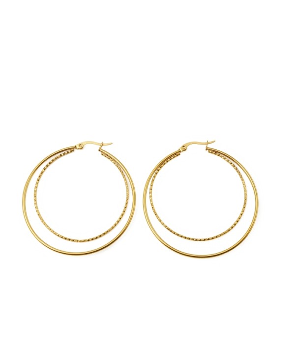 Pendientes de aro dorados dobles